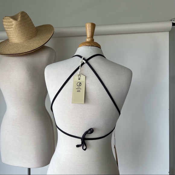 DARK GREY NWT CRISS CROSS BACK BIKINI TOP - Picture 4 of 7